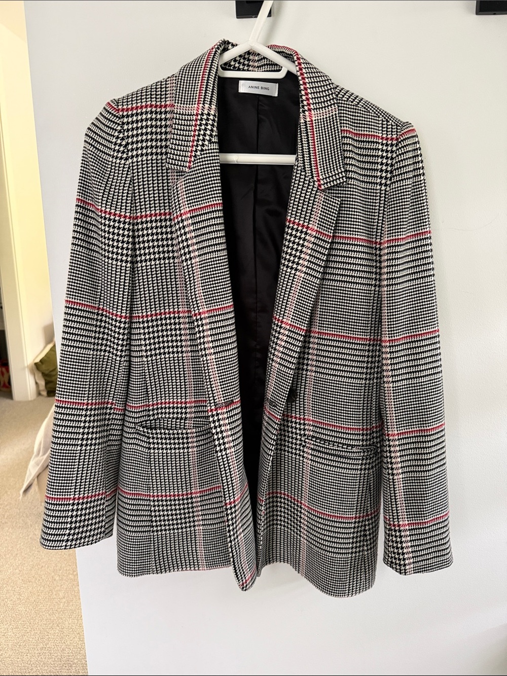Anine Bing women's blazer in classic glen plaid